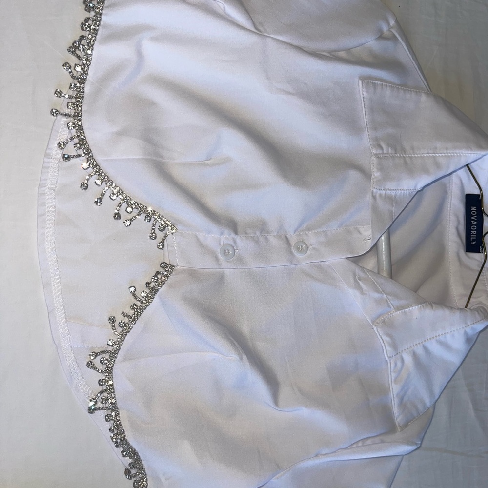 White Embellished Crop Top